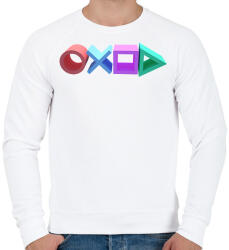 printfashion Playstation gombok logója - Férfi pulóver - Fehér (2813767)