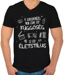 printfashion Ez egy életstílus - Férfi V-nyakú póló - Fekete (7482782)