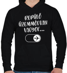 printfashion Repülő üzemmód - Férfi kapucnis pulóver - Fekete (7686087)