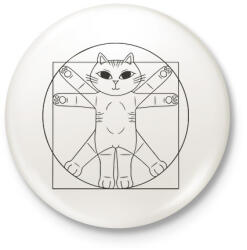 printfashion Leonardo Da Vinci Macskája - Kitűző, hűtőmágnes - Fehér (11019181)