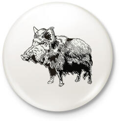 printfashion Vaddisznó - Kitűző, hűtőmágnes - Fehér (9442972)