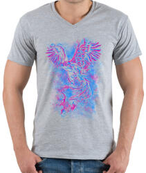 printfashion Kezdet - Férfi V-nyakú póló - Sport szürke (82453)