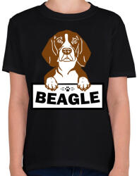 printfashion Beagle kutya - Gyerek póló - Fekete (5038514)