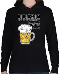 printfashion Horgászom csak akkor zavarj ha sört hoztál - Női kapucnis pulóver - Fekete (12959232)