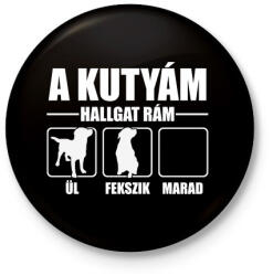 printfashion Hallgat rám a kutyám - Kitűző, hűtőmágnes - Fekete (3099407)