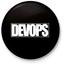 printfashion DevOps - Kitűző, hűtőmágnes - Fekete (3920139)