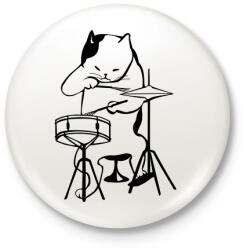 printfashion Macska dobol - Kitűző, hűtőmágnes - Fehér (10282173)