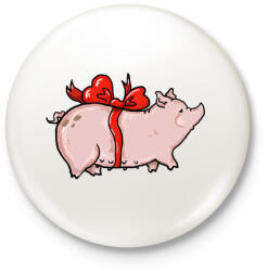 printfashion Ajándék malac - Kitűző, hűtőmágnes - Fehér (3932238)