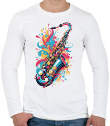 printfashion Szaxofon - Férfi hosszú ujjú póló - Fehér (15586883)