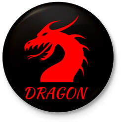printfashion Dragon - Kitűző, hűtőmágnes - Fekete (3099625)