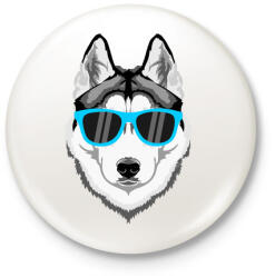 printfashion Napszemüveges Husky - Kitűző, hűtőmágnes - Fehér (3082286)