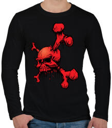 printfashion piros koponya - Férfi hosszú ujjú póló - Fekete (4725410)