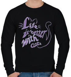 printfashion life is better with cats - Férfi pulóver - Fekete (5724252)