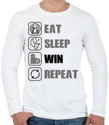 printfashion Eat, sleep, win, repeat - Férfi hosszú ujjú póló - Fehér (15559417)