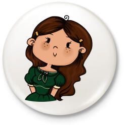 printfashion Kislány szép ruhában - Kitűző, hűtőmágnes - Fehér (12010434)