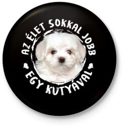 printfashion Máltai selyem - Kitűző, hűtőmágnes - Fekete (5440490)