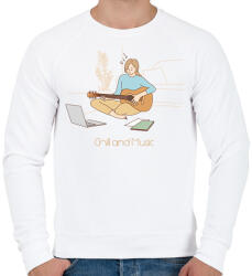 printfashion Chill and Music - Gitáros minta - Férfi pulóver - Fehér (6374464)
