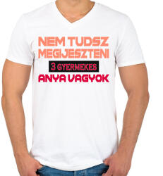 printfashion 3 gyermekes anya vagyok - Férfi V-nyakú póló - Fehér (2411257)