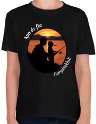 printfashion apa és fia horgászklub - Gyerek póló - Fekete (14869566)