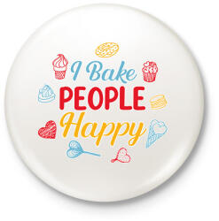 printfashion I bake people happy - Kitűző, hűtőmágnes - Fehér (7247903)