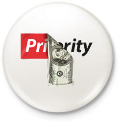 printfashion Priority - Kitűző, hűtőmágnes - Fehér (16105556)