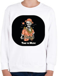 printfashion Time to Music - Gitáros csontváz - Gyerek pulóver - Fehér (6372241)