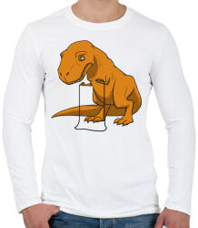 printfashion Dínó játék - Férfi hosszú ujjú póló - Fehér (1199914)