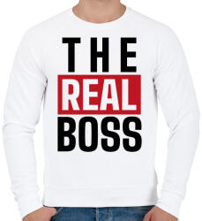 printfashion Családi - The real boss (feleség) - Férfi pulóver - Fehér (15047557)