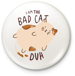 printfashion Bad Cat - Kitűző, hűtőmágnes - Fehér (7650843)