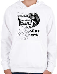 printfashion Horgászom csak akkor zavarj ha sört hoztál - Gyerek kapucnis pulóver - Fehér (4701371)