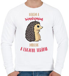 printfashion Legjobb terápia - A sündisznóm - Férfi pulóver - Fehér (7094101)