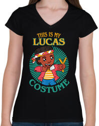 printfashion Lucas costume - Női V-nyakú póló - Fekete (14534021)