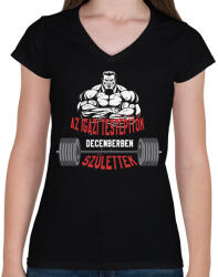 printfashion IT December - Női V-nyakú póló - Fekete (1916266)