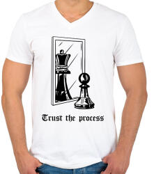 printfashion Trust the process - Férfi V-nyakú póló - Fehér (15882352)