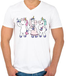 printfashion Unikornis leánybúcsú - Férfi V-nyakú póló - Fehér (13982290)