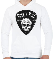 printfashion Rock 'n' Roll - Live fast, Play hard - Férfi kapucnis pulóver - Fehér (6376514)