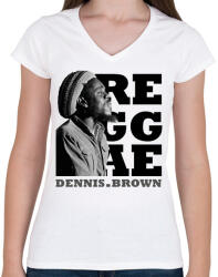 printfashion Dennis Brown - Női V-nyakú póló - Fehér (7660780)