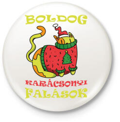 printfashion Boldog Karácsonyi falások - Kitűző, hűtőmágnes - Fehér (4124072)