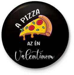 printfashion Pizza Valentin nap - Kitűző, hűtőmágnes - Fekete (6017303)