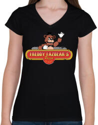 printfashion fnaf logó (kopott) - Női V-nyakú póló - Fekete (14629341)