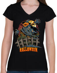 printfashion halloween - Női V-nyakú póló - Fekete (14190039)