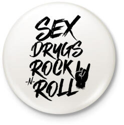 printfashion Sex, Drugs, Rock 'n Roll - Kitűző, hűtőmágnes - Fehér (4321062)