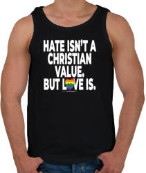 printfashion Hate isn't a Christian value. But love is. - humanista grafika - LMBT / LMBTQIA #136 - Férfi atléta - Fekete (3906792)