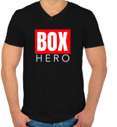 printfashion BOX HERO - Férfi V-nyakú póló - Fekete (9406201)