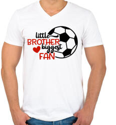 printfashion Little brother biggest fan - Férfi V-nyakú póló - Fehér (4951368)