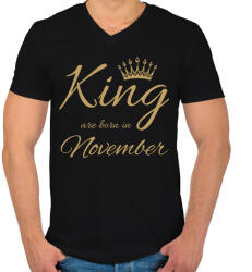 printfashion king - Férfi V-nyakú póló - Fekete (4641114)