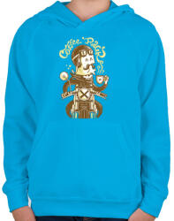 printfashion Coffee Racer - Gyerek kapucnis pulóver - Azúrkék (28743)