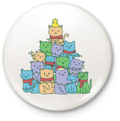 printfashion Macskás karácsonyfa - Kitűző, hűtőmágnes - Fehér (5741897)