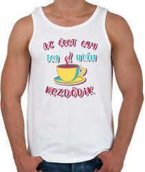 printfashion Az élet egy tea után kezdődik - Férfi atléta - Fehér (7252111)