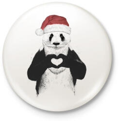 printfashion Santa panda - Kitűző, hűtőmágnes - Fehér (3076084)